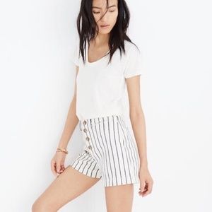 Madewell Emmett Button Front Shorts Striped Cream